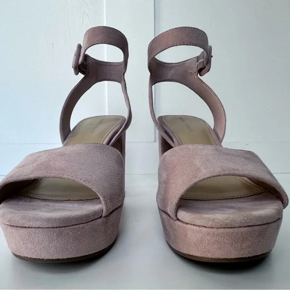 Marc Fisher Meliza Platform Block Heel Sandal Suede Blush Pink - Size 9 - Picture 6 of 10